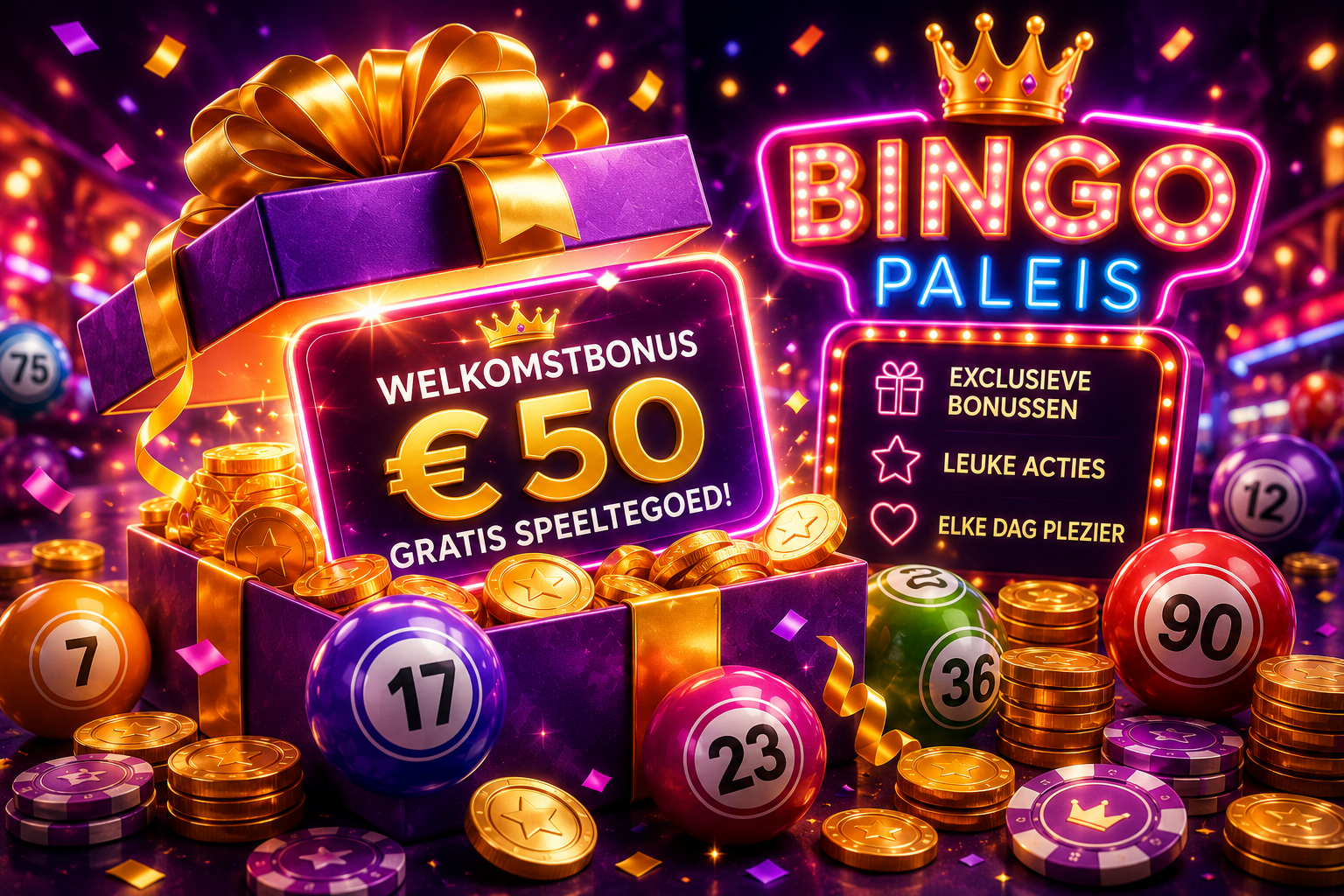 Bingo welkomstbonus in een feestelijke cadeaudoos