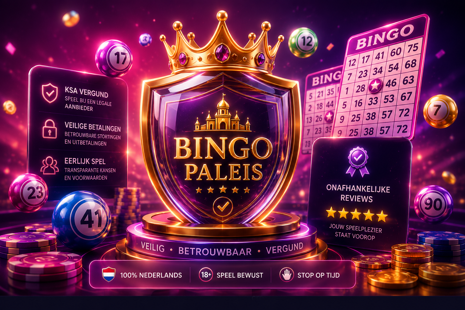 Veiligheidsschild van bingoscout.nl met verantwoord-spelenboodschap